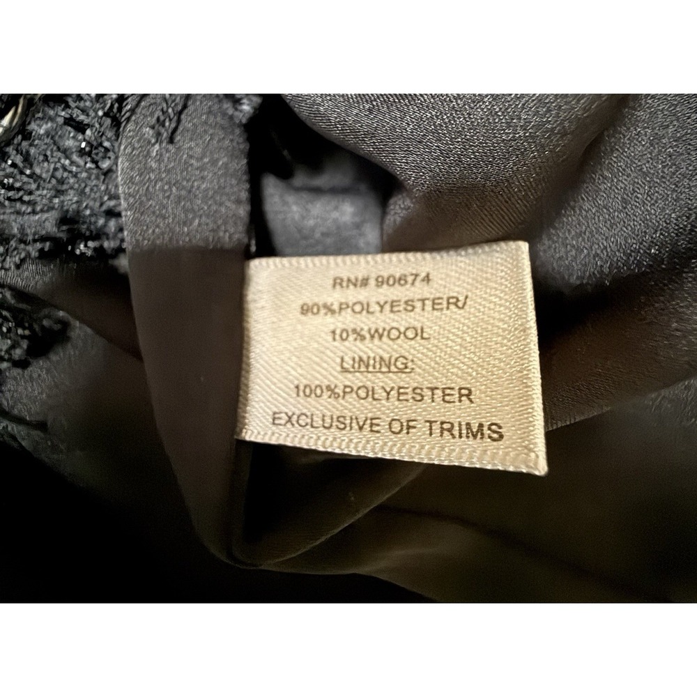 Boston Proper Parisian Shimmer Tweed Jacket SZ 10 Blazer Black Silver Chain Wool - Picture 7 of 10